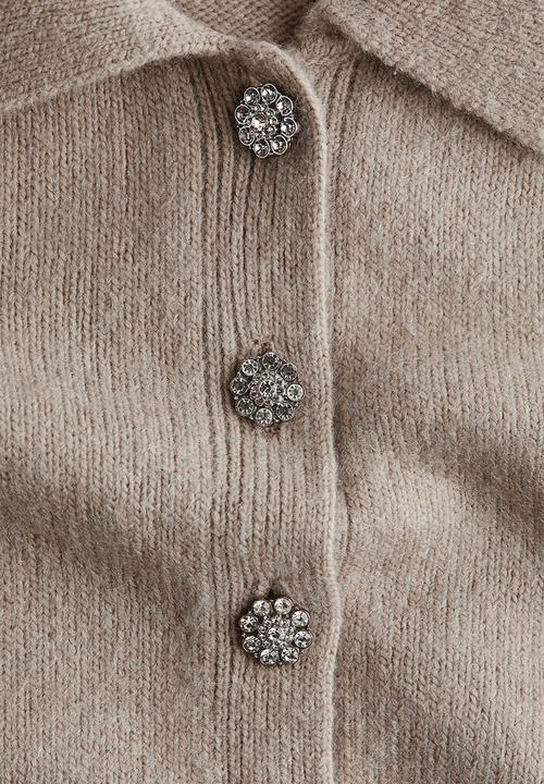 H&M - Short-sleeved collared cardigan - beige