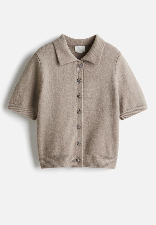 H&M - Short-sleeved collared cardigan - beige