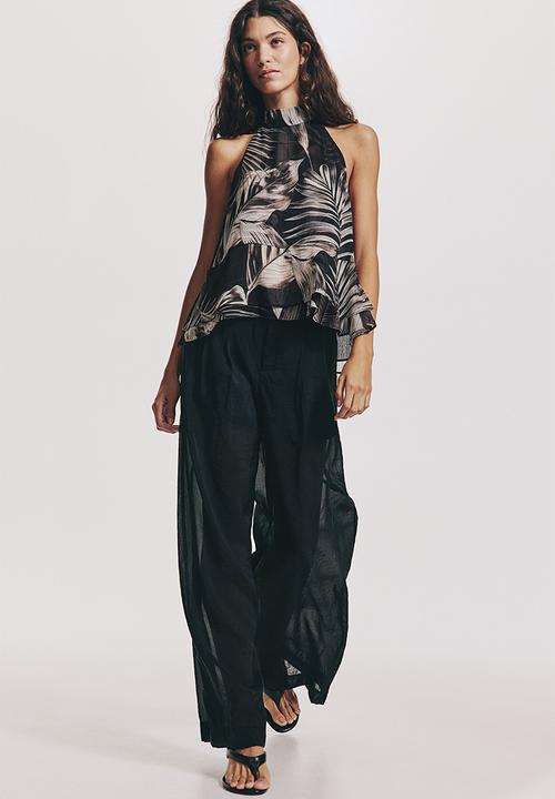 H&M - Halterneck top - black/patterned