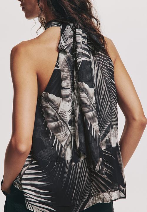 H&M - Halterneck top - black/patterned