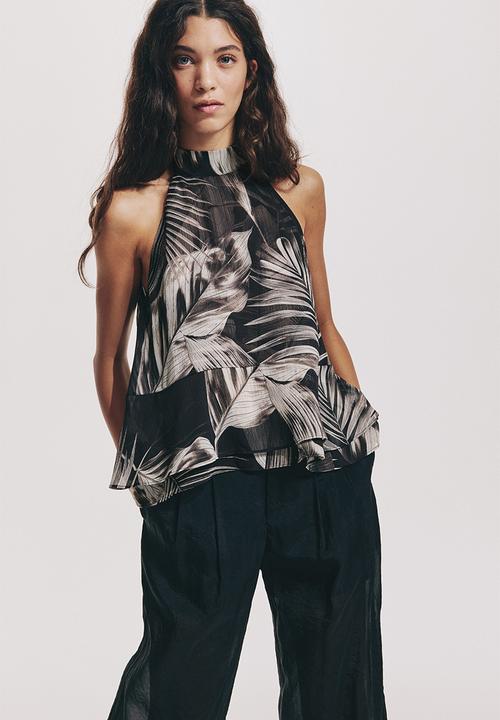 H&M - Halterneck top - black/patterned