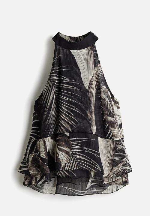 H&M - Halterneck top - black/patterned