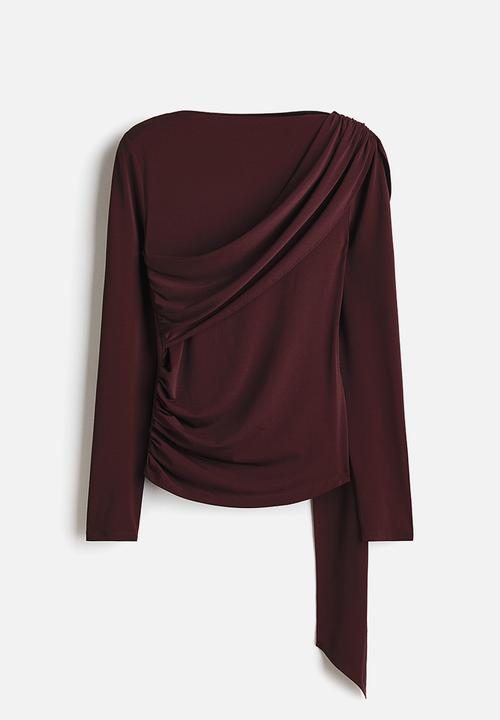 H&M - Gathered top - burgundy