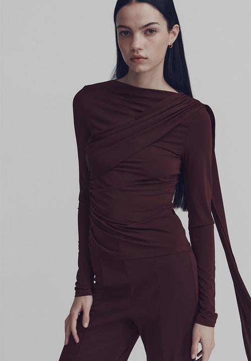 H&M - Gathered top - burgundy