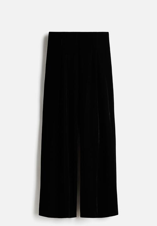 H&M - Velour trousers - black