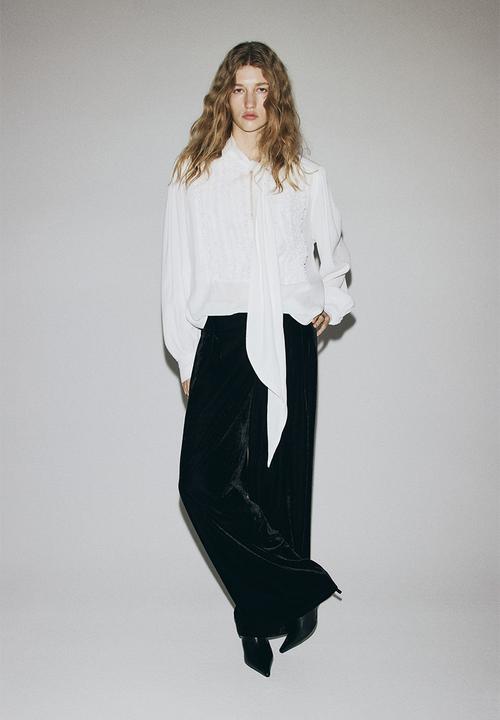 H&M - Velour trousers - black