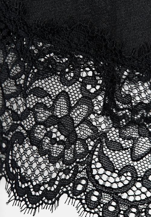 H&M - Lace-trimmed strappy top - black