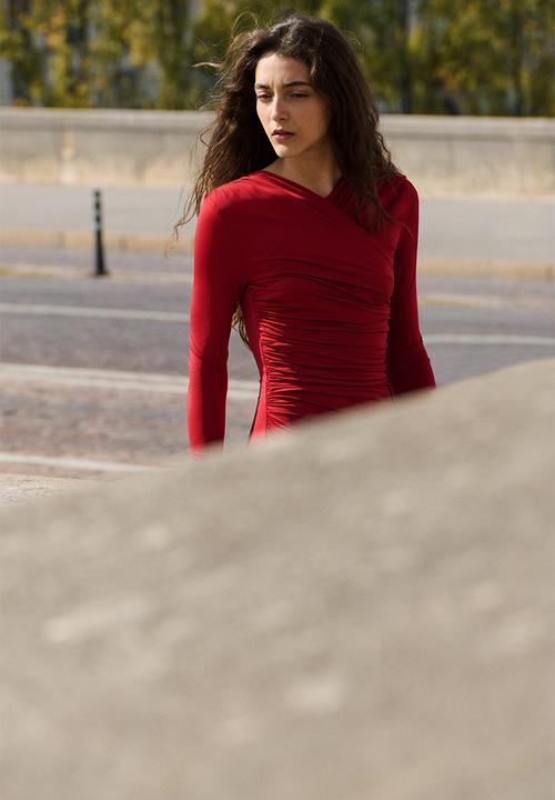 H&M - Draped jersey dress - red
