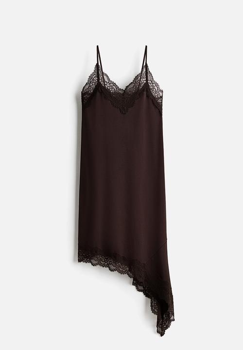 H&M - Lace-trimmed strappy dress - dark brown