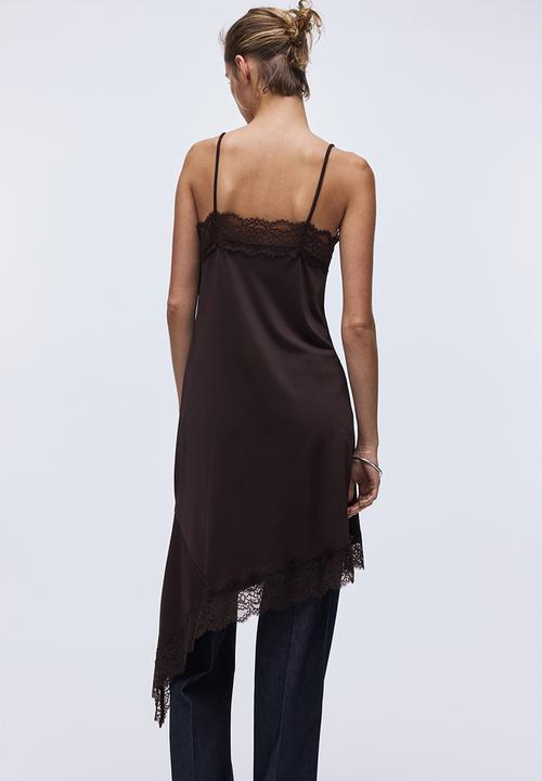 H&M - Lace-trimmed strappy dress - dark brown