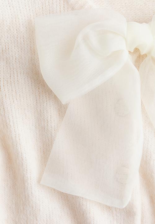 H&M - Bow-detail knitted cardigan - cream