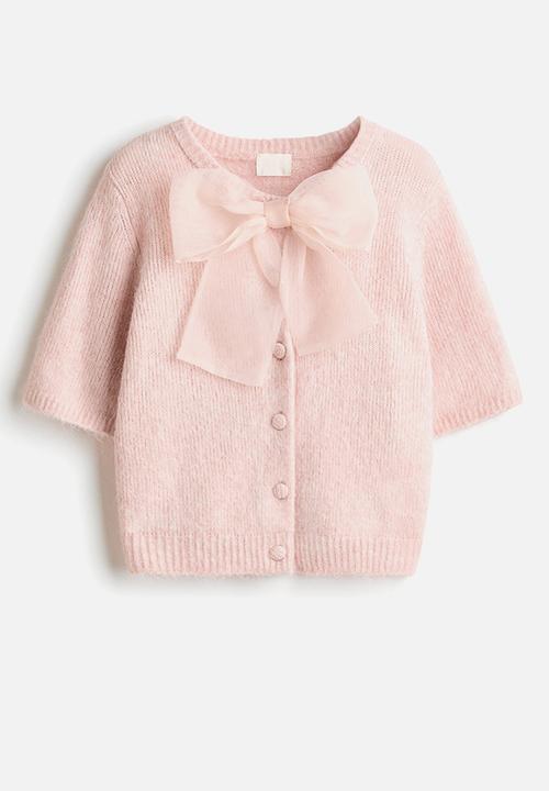 H&M - Bow-detail knitted cardigan - light pink