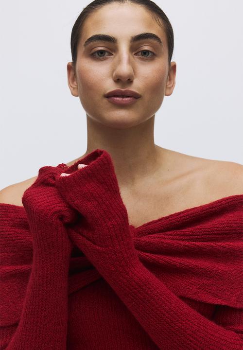 H&M - Off-the-shoulder jumper - dark red