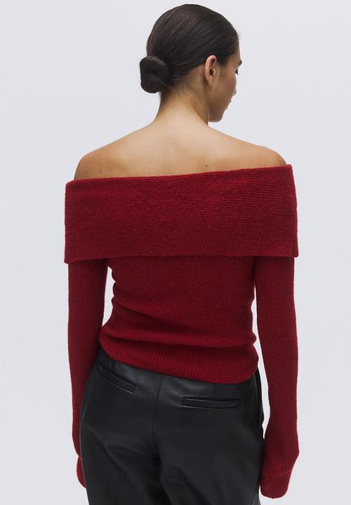 H&M - Off-the-shoulder jumper - dark red