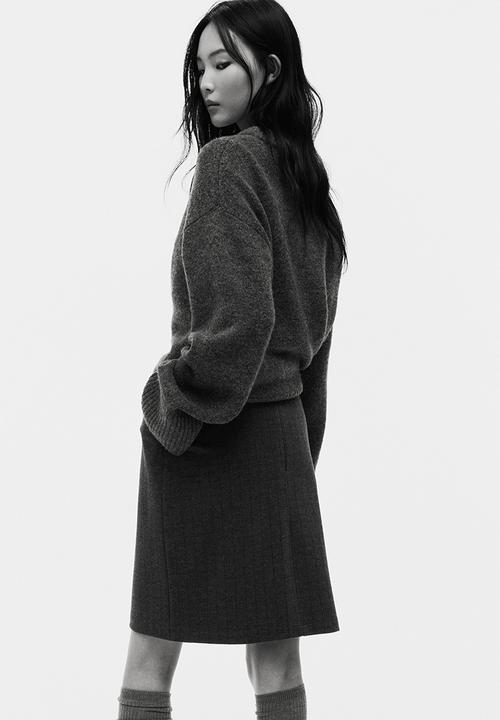 H&M - Jersey pencil skirt - grey marl/striped