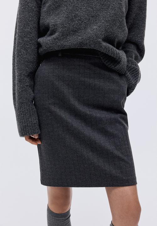 H&M - Jersey pencil skirt - grey marl/striped
