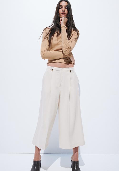 H&M - Cropped tailored trousers - light beige