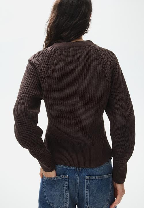 H&M - Rib-knit cardigan - dark brown