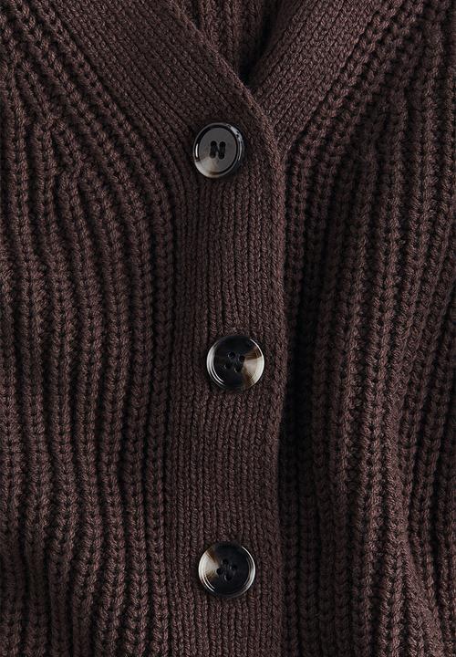H&M - Rib-knit cardigan - dark brown