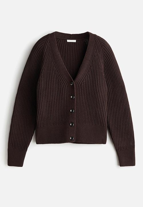 H&M - Rib-knit cardigan - dark brown