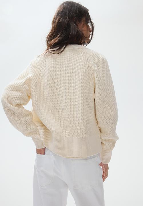 H&M - Rib-knit cardigan - cream
