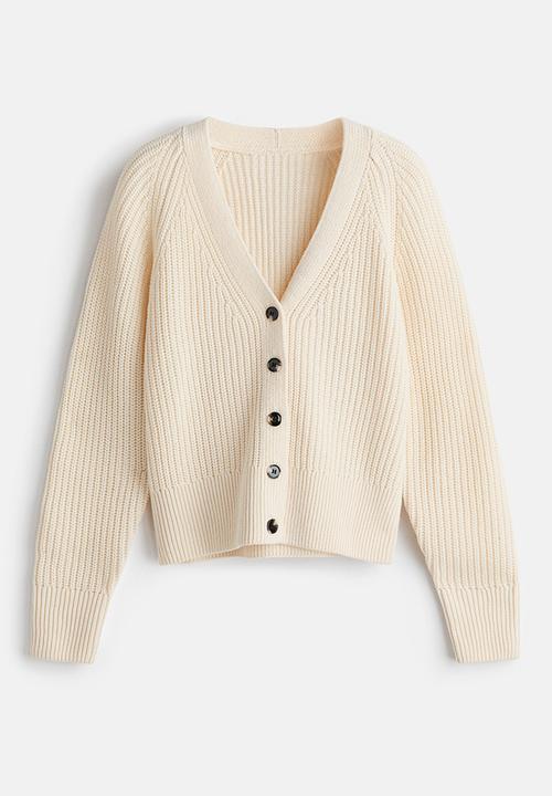 H&M - Rib-knit cardigan - cream