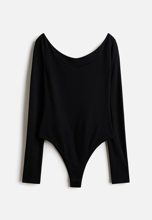H&M - Off-the-shoulder ponte di roma body - black