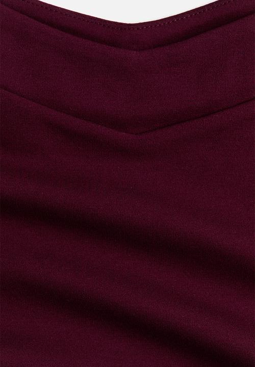 H&M - Off-the-shoulder ponte di roma body - burgundy