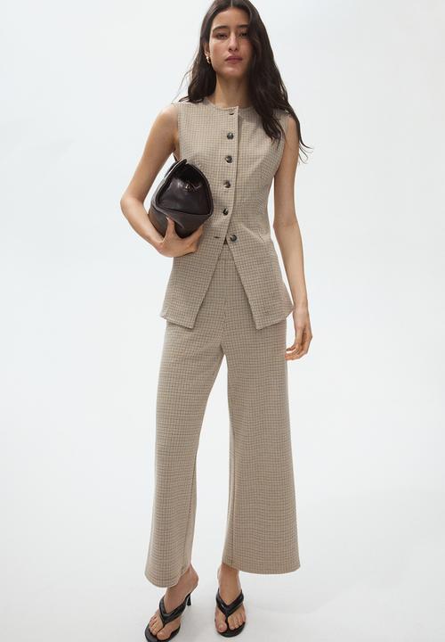 H&M - Jacquard-jersey waistcoat - beige/checked