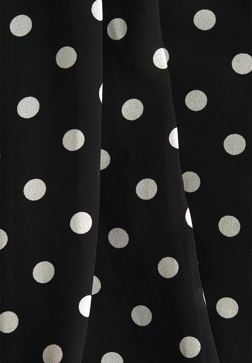 H&M - Scarf-collar top - black/spotted