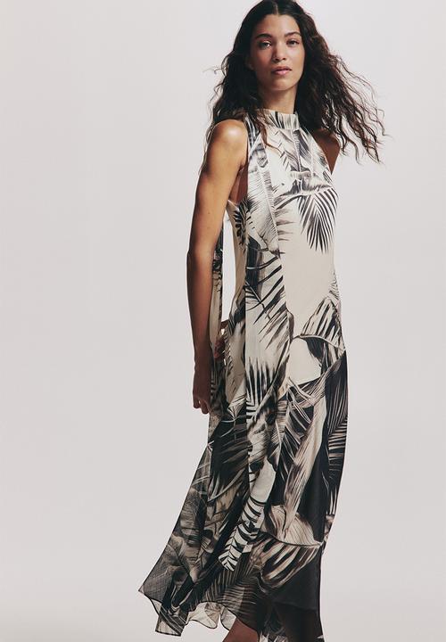 H&M - Scarf-detail dress - cream/patterned