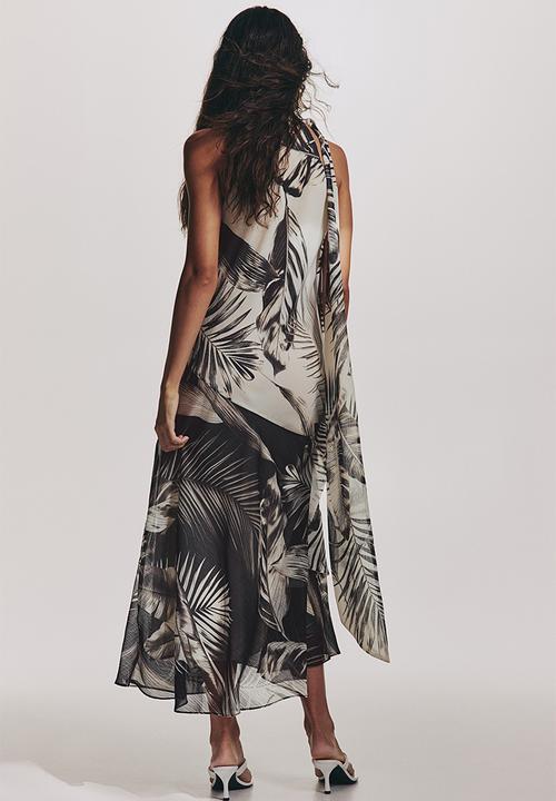 H&M - Scarf-detail dress - cream/patterned