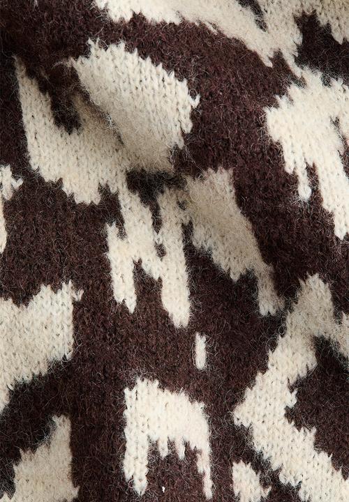 H&M - Jacquard-knit cardigan - dark brown/leopard print