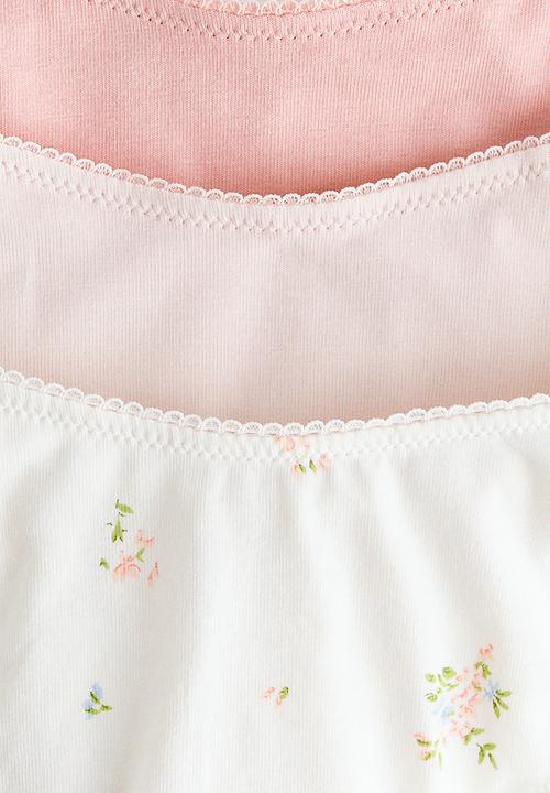 H&M - 3-Pack cotton thong briefs - white/light pink