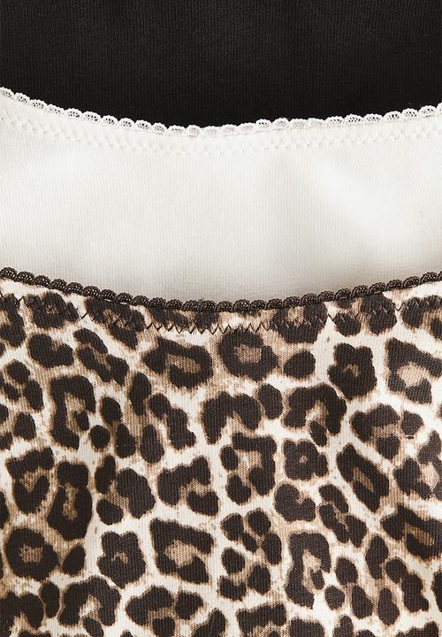 H&M - 3-Pack cotton thong briefs - dark brown/leopard print