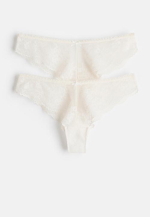 H&M - 2-pack lace brazilian briefs - white