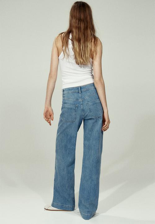 H&M - Wide high jeans - light denim blue