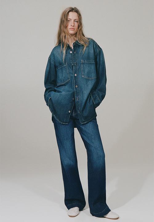 H&M - Wide high jeans - dark denim blue