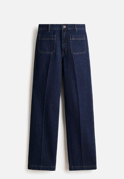 H&M - Wide high jeans - navy denim blue