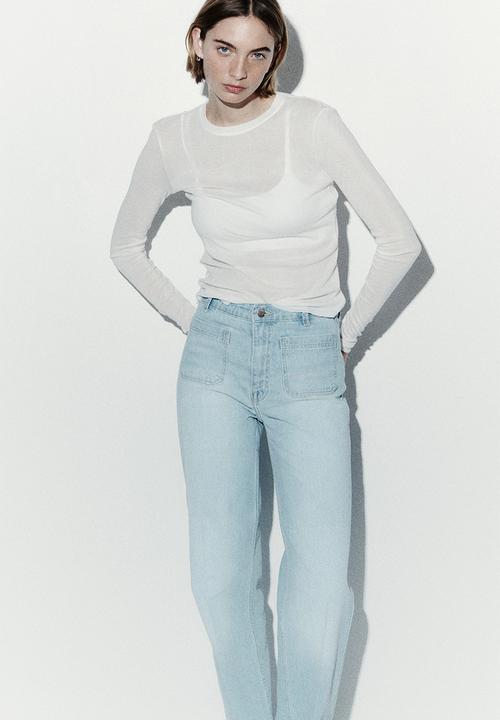 H&M - Wide high jeans - light denim blue