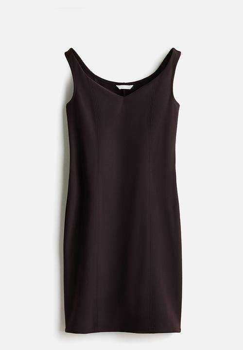 H&M - Off-the-shoulder jersey dress - dark brown