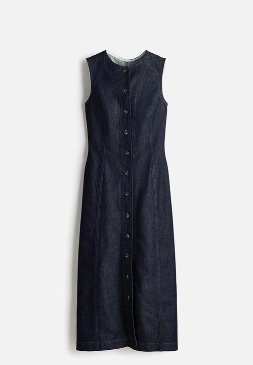 H&M - Button-front denim dress - dark denim blue