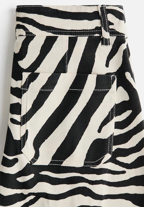 H&M - Canvas trousers - white/zebra print