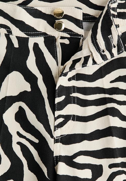 H&M - Canvas trousers - white/zebra print