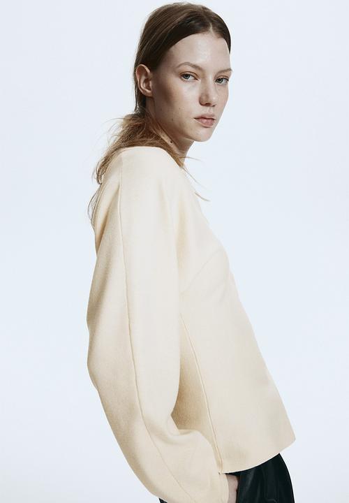 H&M - Knitted v-neck top - light beige