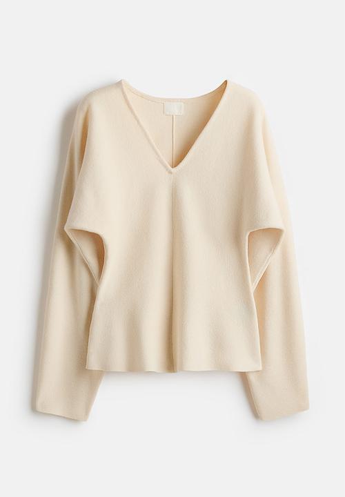 H&M - Knitted v-neck top - light beige