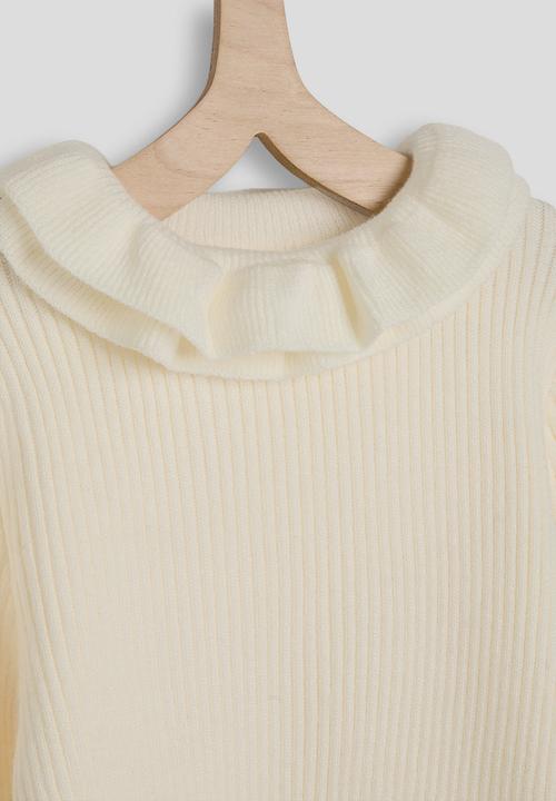 Pop Candy - Check tunic dress with ribbed long sleeve top - burgundy/cream