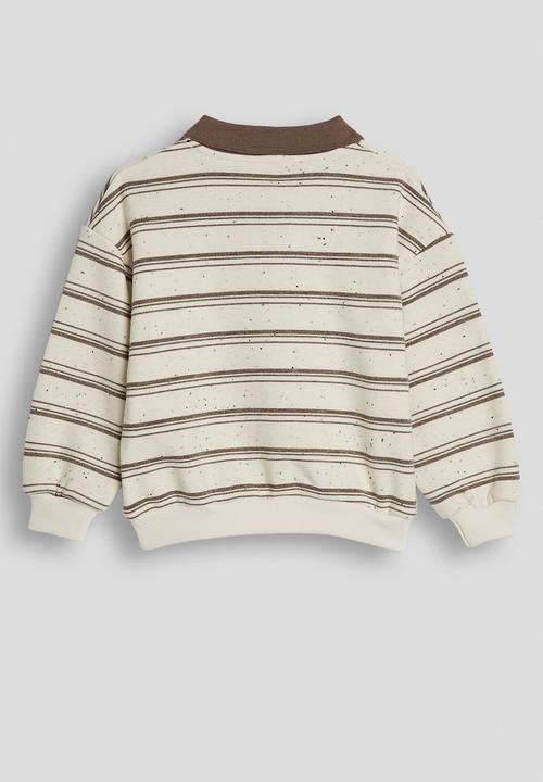 Pop Candy - Rugby jersey-style sweatshirt - cream/brown stripes