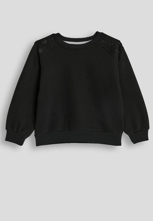 Pop Candy - Floral applique detail sweatshirt with drawstring sweatpants - black