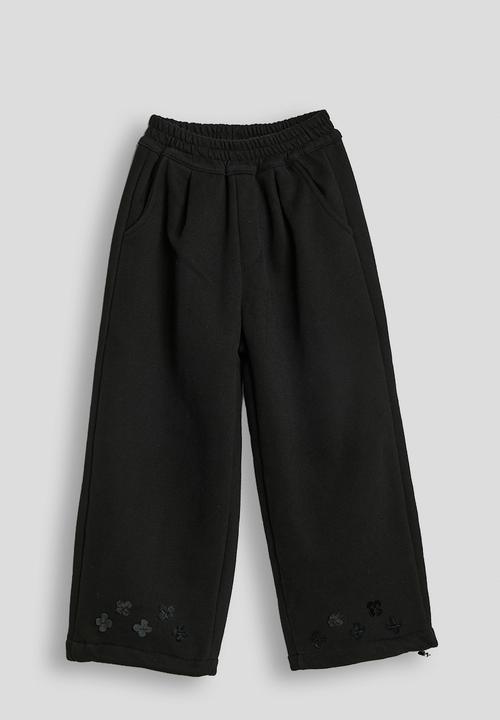 Pop Candy - Floral applique detail sweatshirt with drawstring sweatpants - black